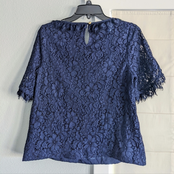 Draper James Navy Lace Ruffle Top - Picture 4 of 11